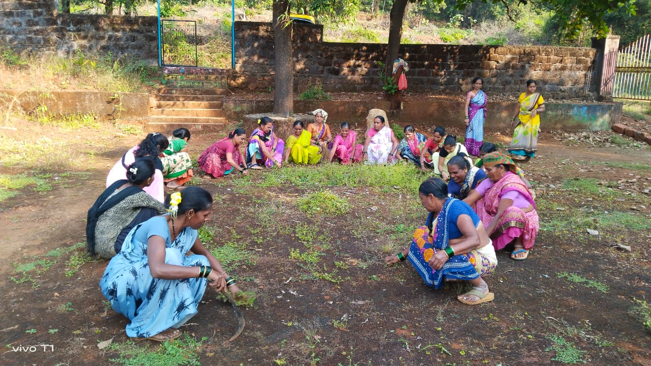 गावातील परिसर स्वच्छ करण्यासाठी मोठ्या संखेने महिलांनी घेतला सक्रिय सहभाग